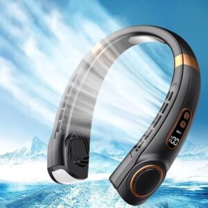 Bladeless Neck Fan: Portable USB-C Rechargeable Air Cooler with Digital Display, 5 Speeds