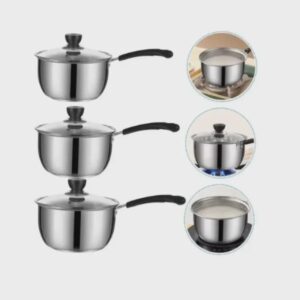 6-Piece Stainless Steel Cookware Set with Glass Lids – Induction Compatible Pots & Pans