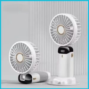 Portable Handheld Rechargeable Fan with LED Display | Mini USB Personal Fan 5-Speed | 90 Adjustable Cooling Fan with Aromatherapy | White