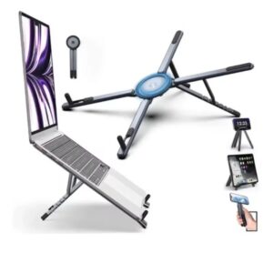 Magnetic Phone Holder Tripod Stand, Foldable Selfie Stick for iPhone iPad Laptop