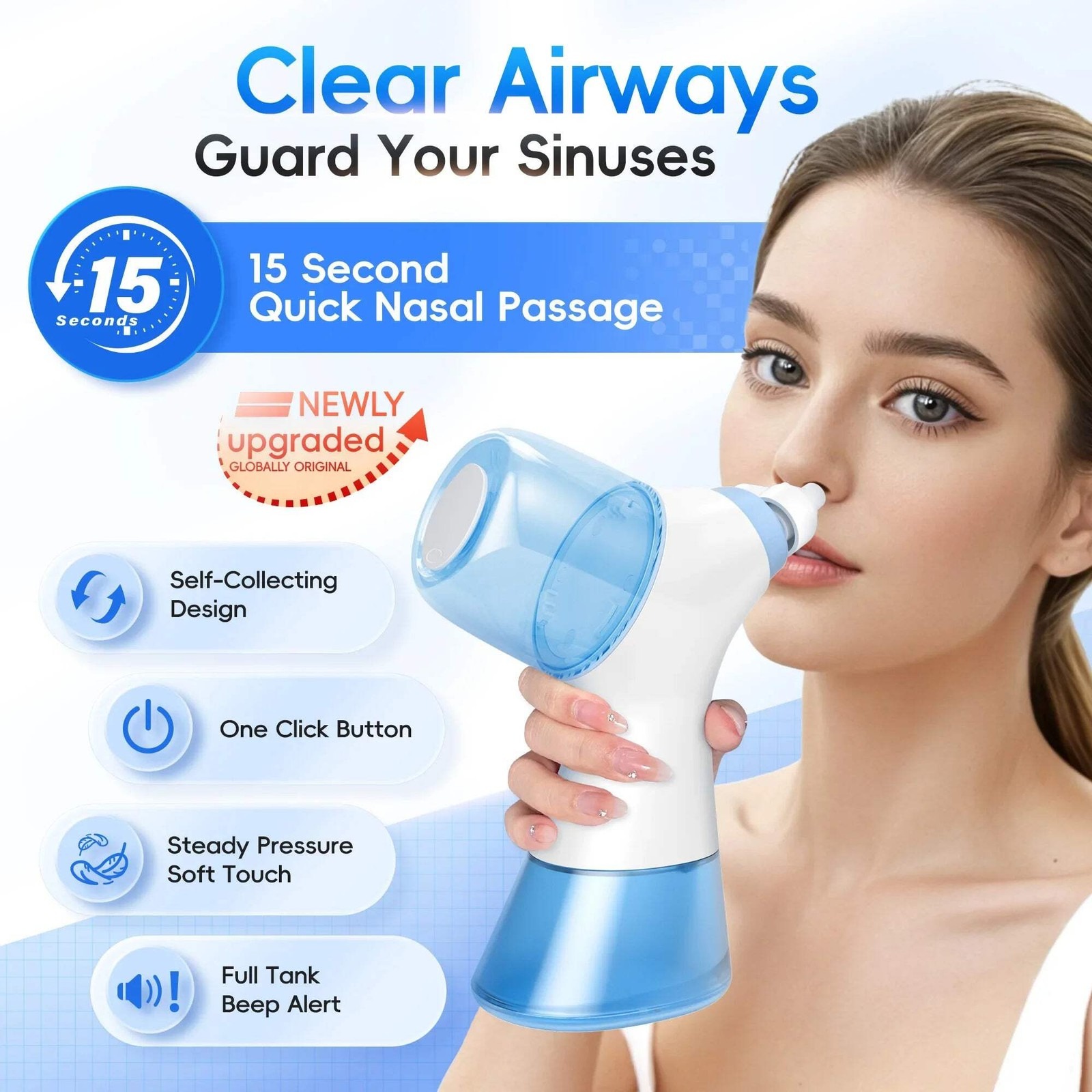 Nasal Irrigation System Sinus Rinse Machine with Water Tank & Waste Collection T