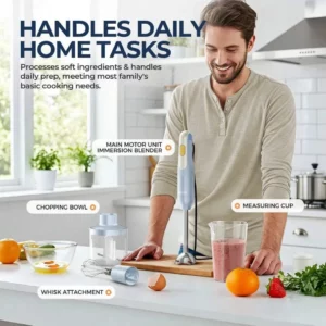 4-in-1 Handheld Stick Blender Set, Immersion Hand Blender with Stainless Steel B